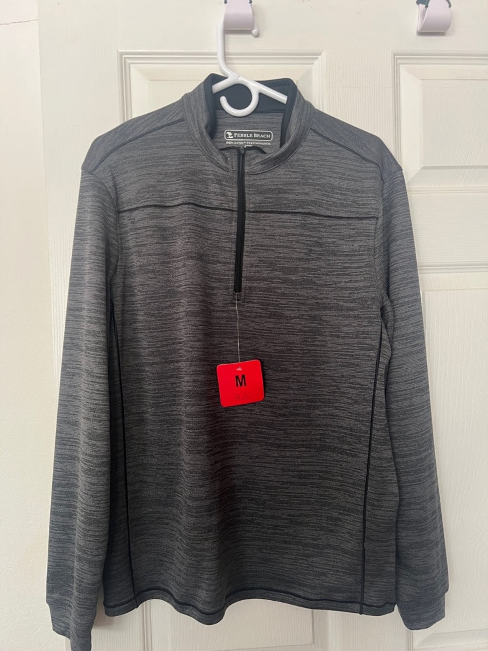 Pebble Beach Men's Heathered Charcoal Gray Quarter-Zip Pullover